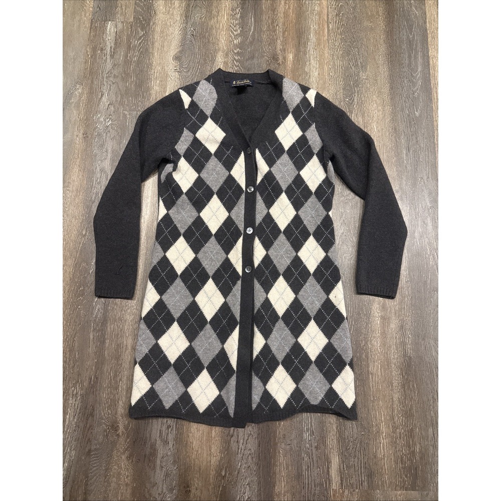 VTG Brooks Brothers Men's  Small Cardigan Argyle Sweater 100% Lambs Wool